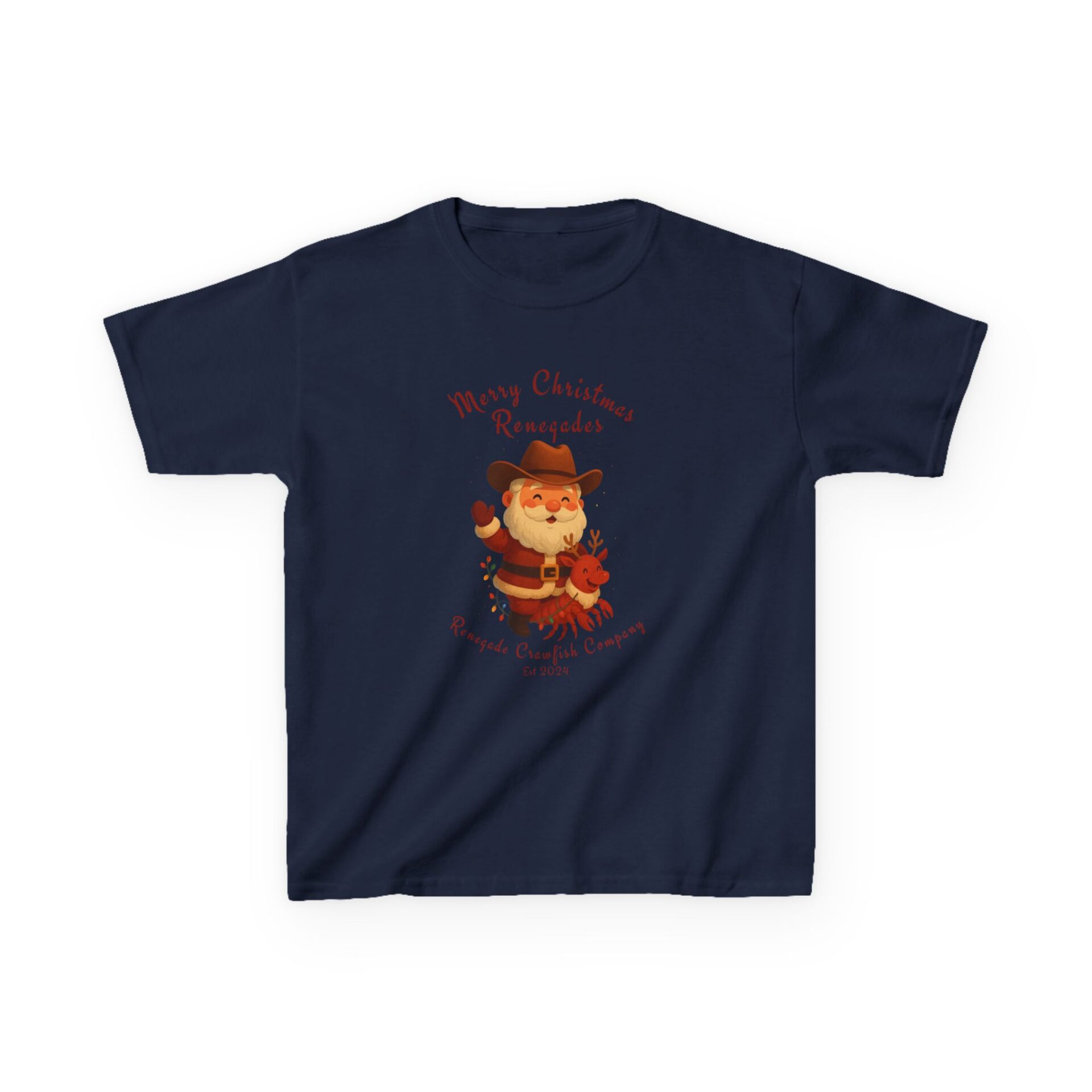 Navy blue t-shirt with a cute cartoon monkey design.