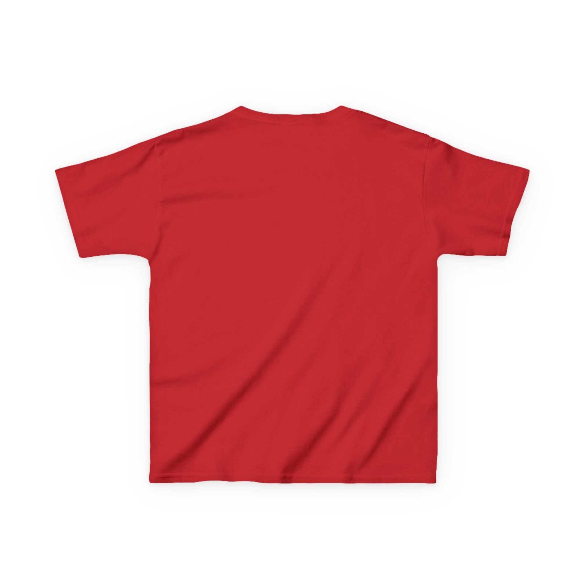 Plain red short-sleeve T-shirt laid flat with no visible logos.