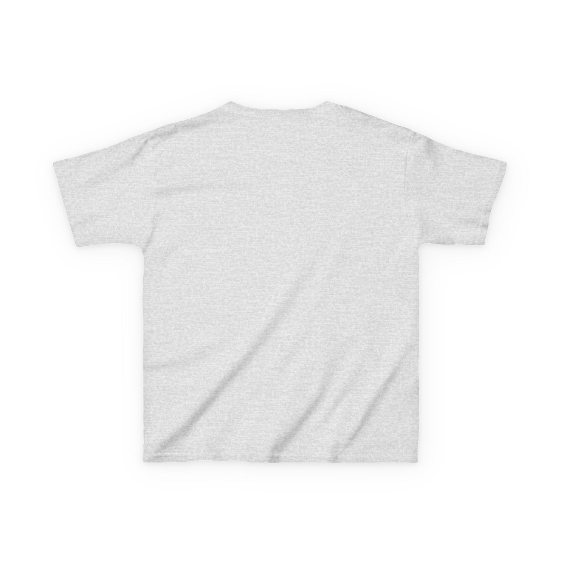 Plain white short-sleeve t-shirt laid flat showing the back side.