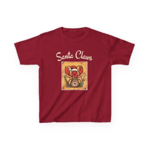 Red Santa Claus t-shirt with festive graphic design.