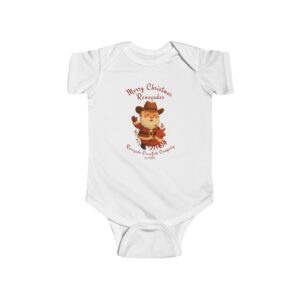 White baby onesie with a cute bear and honey pot design.
