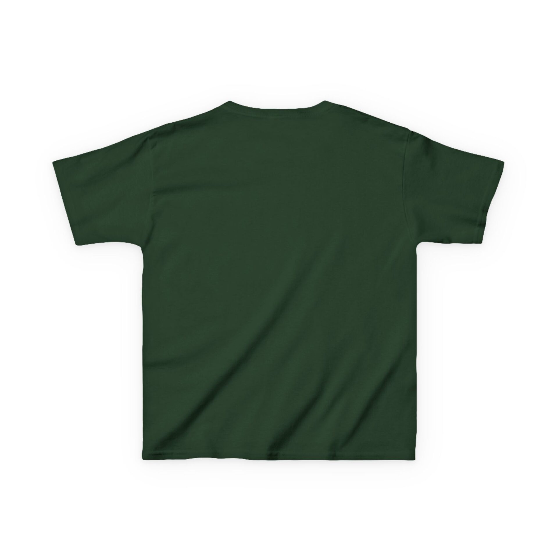 Plain dark green short-sleeve t-shirt shown from the back.