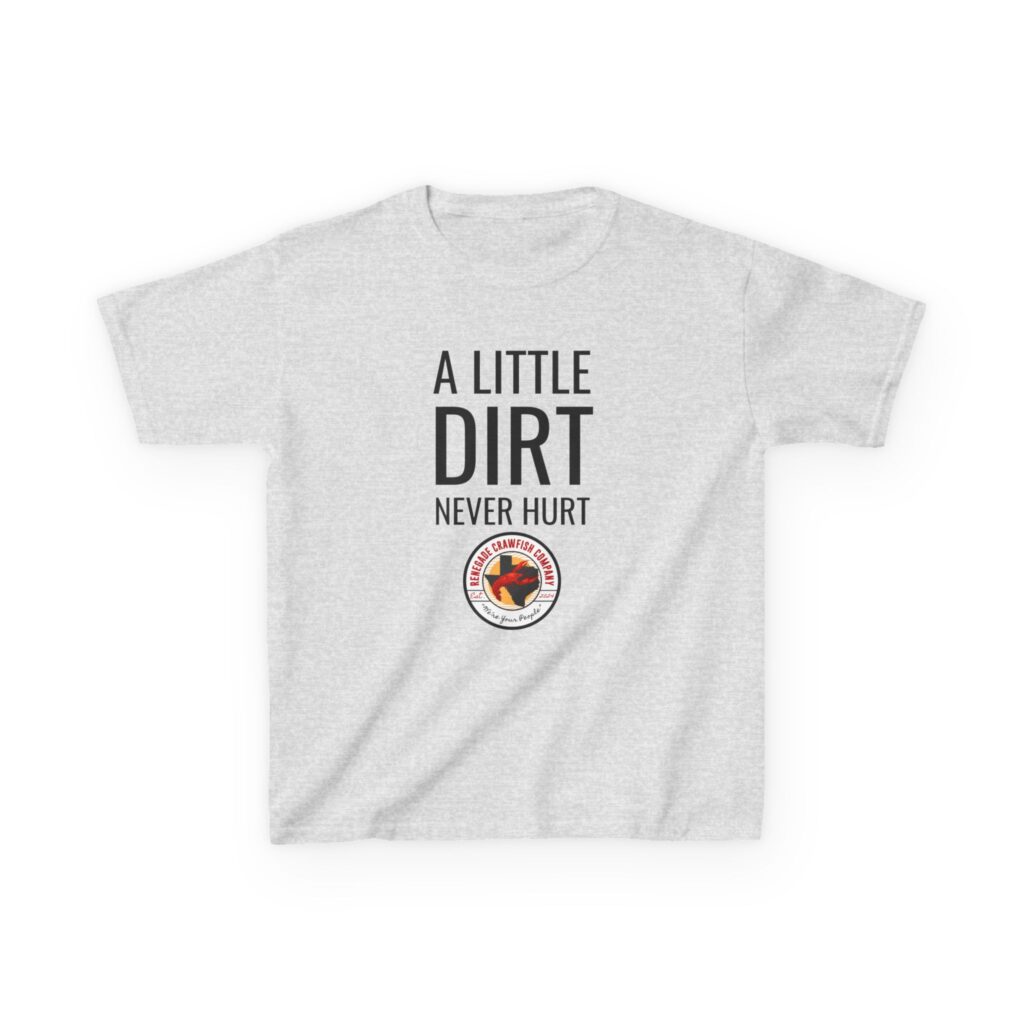 White t-shirt with text and a graphic on the back.