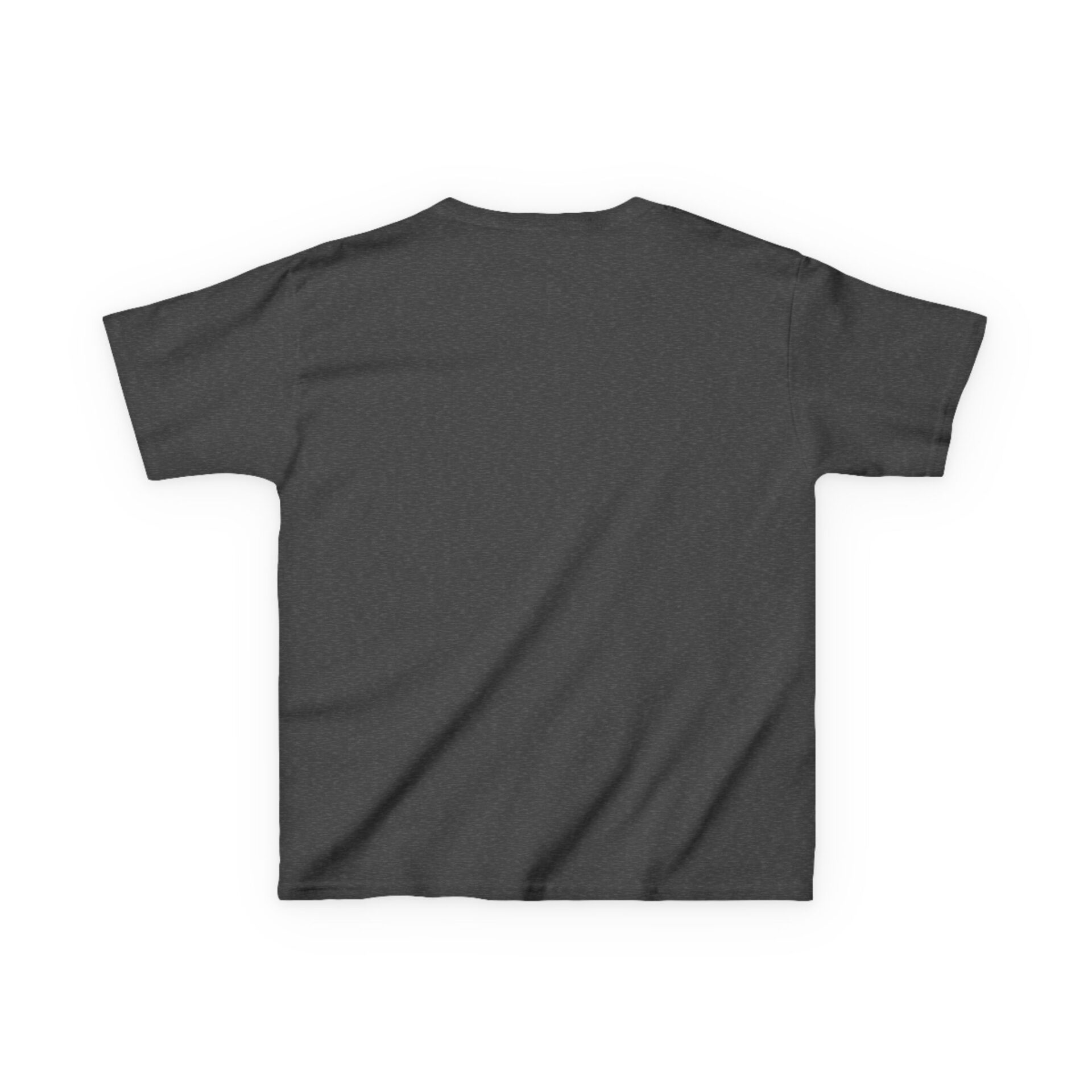 Plain dark gray short-sleeve t-shirt shown from the back.